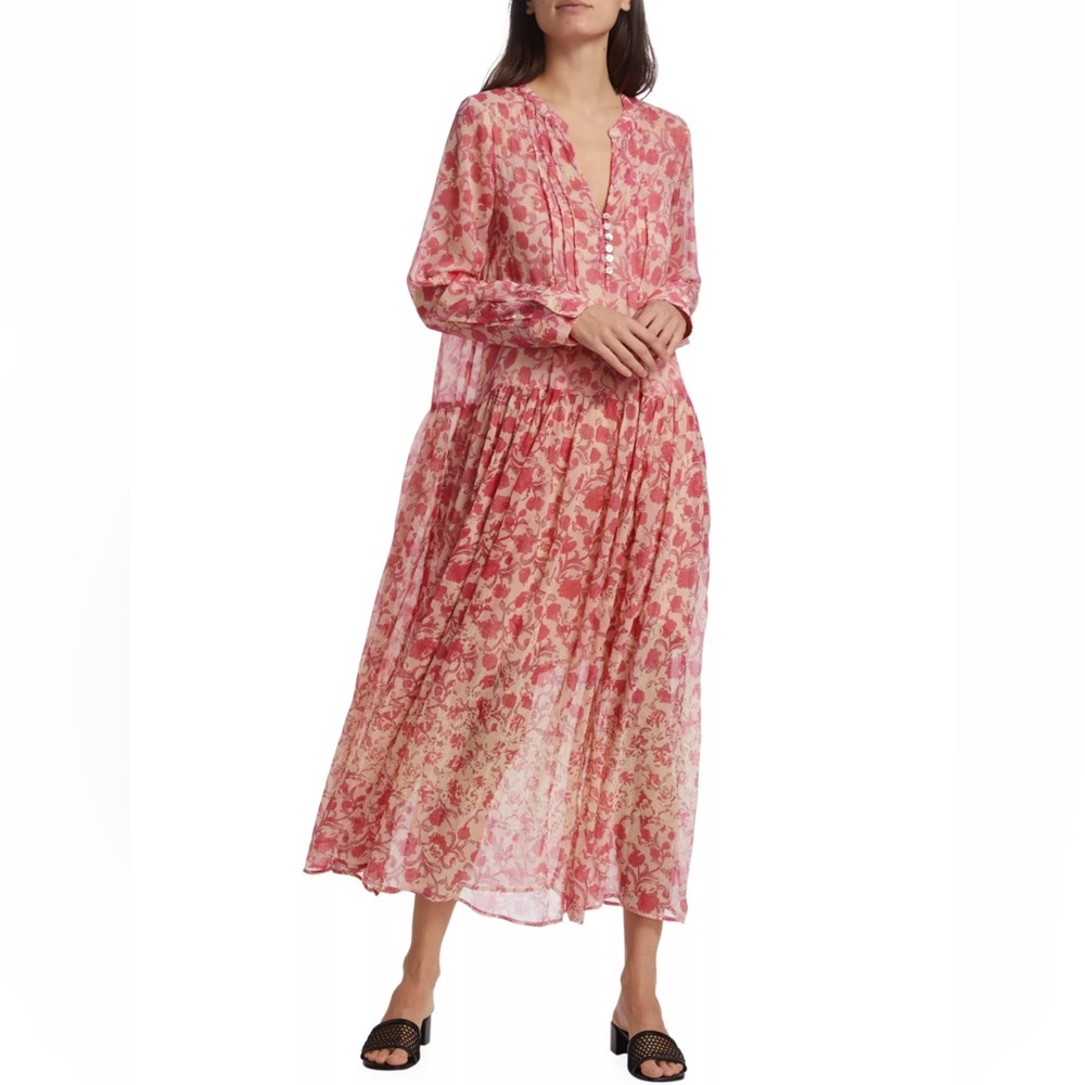 Free People See It Through Floral Boho Long Sleeve Maxi Dress NWT Large
